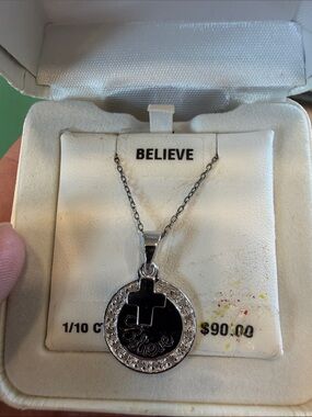 Silver-Tone Cross Pendant Necklace with religious cross and believe